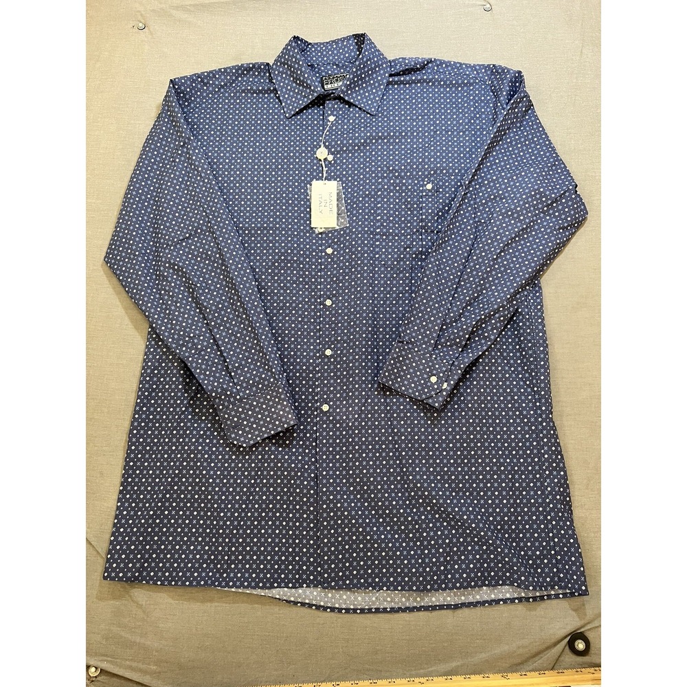 Frosini Trend Button Up Shirt Mens XL Blue Pocketed Collared Made In Italy New.